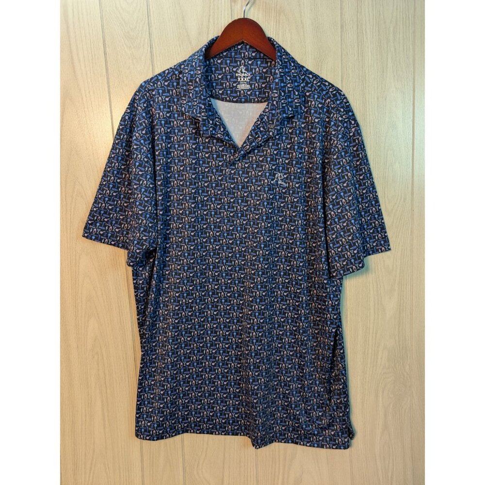 Rhoback Polo Shirt Mens XXXL 3XL Blue Rodeo Martini Drinks Alcohol Golf Tee